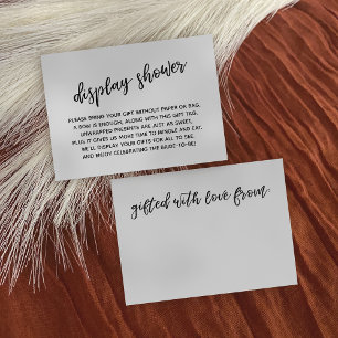 Casual Script Display Bridal Shower No Gift Wrap Enclosure Card