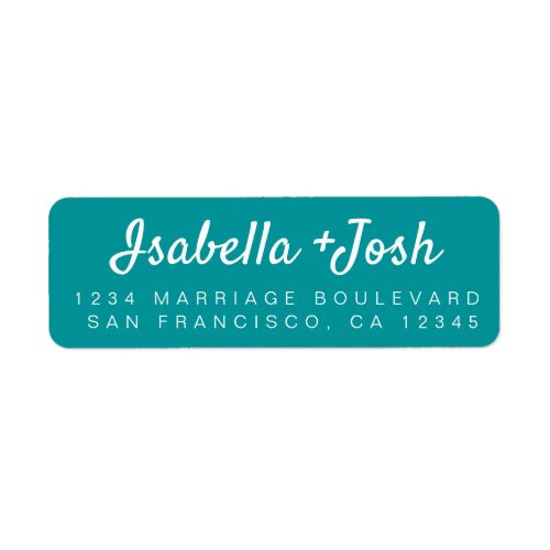 Casual Script Emerald Green Wedding Return Address Label