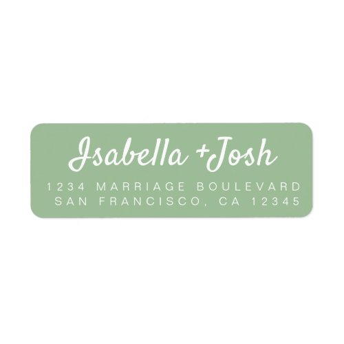 Casual Script Green Wedding Return Address Label