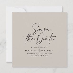 Casual script grey modern minimal wedding save the date