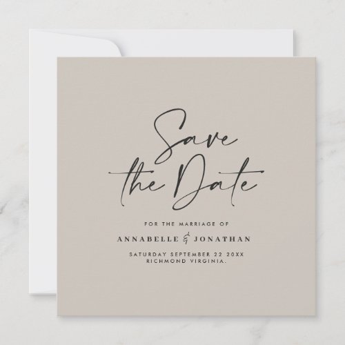 Casual script grey modern minimal wedding save the date