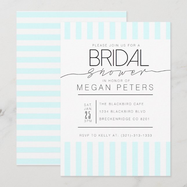 Casual Script | Modern Mint Bridal Shower Invitation (Front/Back)