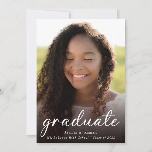 Casual Script Modern Two Photo Graduation Party In Invitation