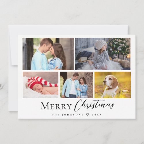 Casual Script Multi photo Merry Christmas Holiday Card
