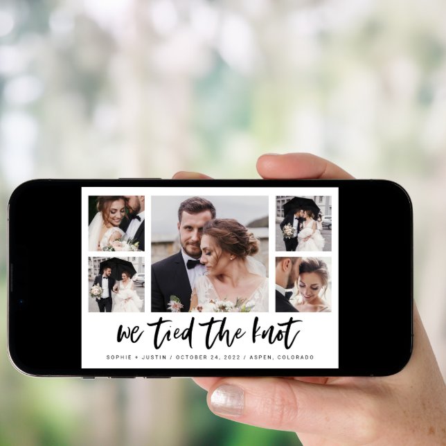 Casual Script Multi Photo Wedding Announcement (Front Digital)