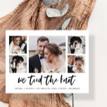 Casual Script Multi Photo Wedding Announcement Postcard<br><div class="desc">This simple,  black and white wedding announcement postcard features modern,  casual script typography that says "we tied the knot",  with a multi photo grid of five photos. A stylish way to let friends and family know about your elopement or that you are just married.</div>