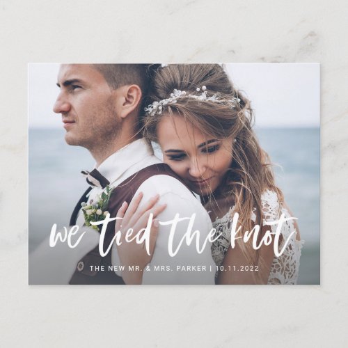 Casual Script  Photo Elopement Announcement Postcard