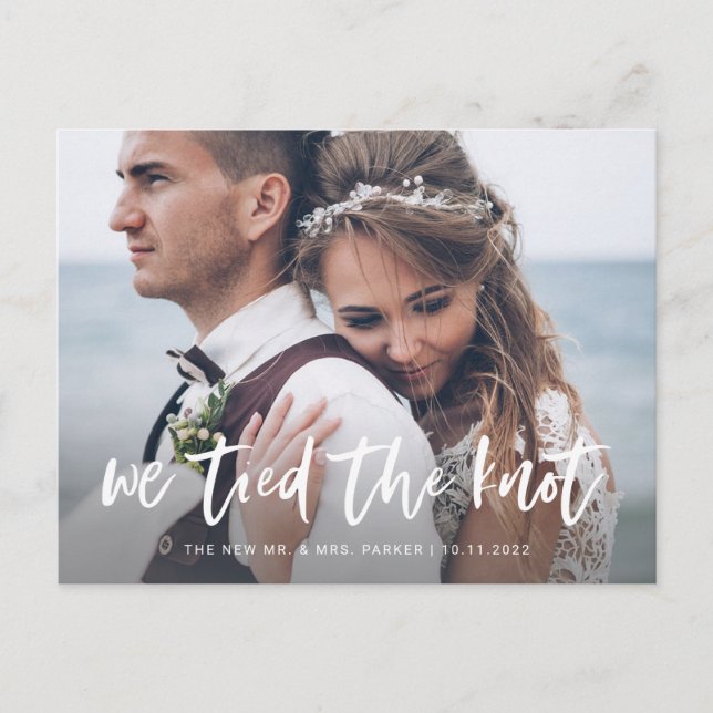 Casual Script | Photo Elopement Announcement Postcard (Front)