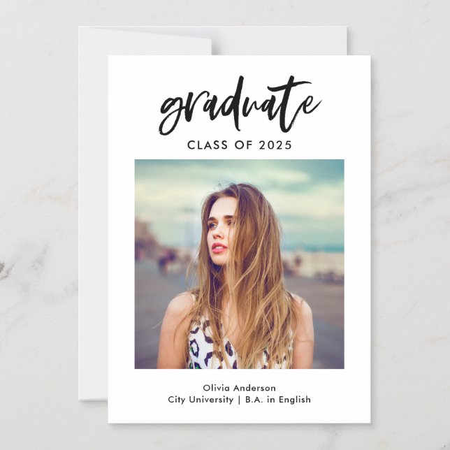 Casual Script Photo Graduate Announcement Magnetic (Front)