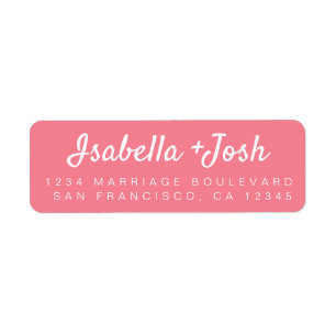 Casual Script Pink Wedding Return Address Label