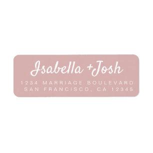 Casual Script Silver Pink Wedding Return Address Label