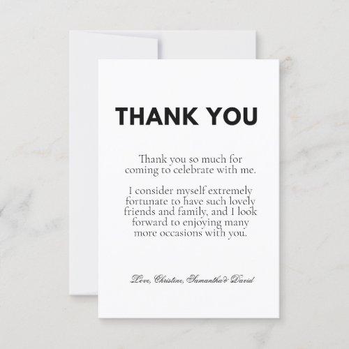Casual script thank you message note card
