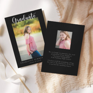 Casual Script Two Photo Graduation Announcement