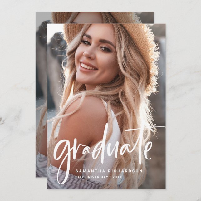 Casual Script | Two Photo Graduation Party Invitation (Front/Back)