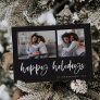 Casual Script Two Photo Grid | Happy Holidays Holiday Card