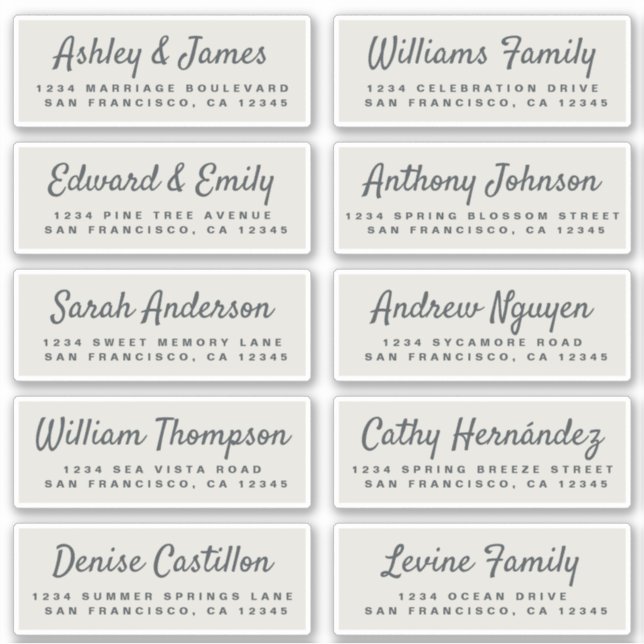 Casual Script Wedding Guest Address Labels (Front)