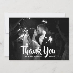 Casual Script Wedding Photo Thank You Card