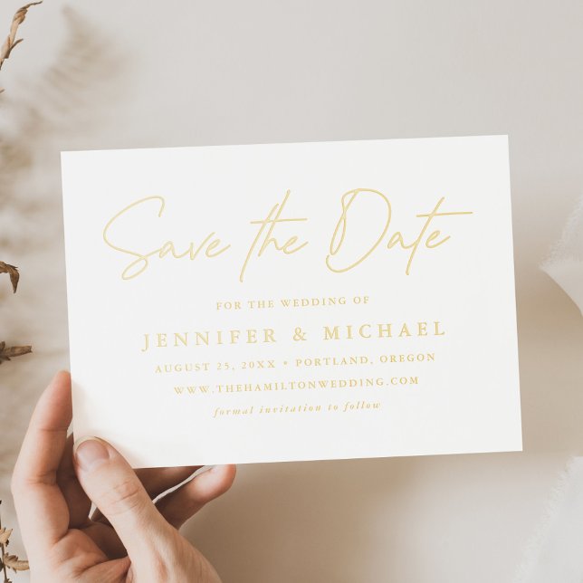 Casual Script Wedding Save the Date Foil Invitation (Creator Uploaded)