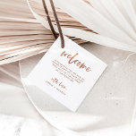 Casual Script | Wedding Welcome Gift Bag or Basket Favor Tags<br><div class="desc">These simple and modern wedding welcome tags for your gift bag or gift basket for guests feature casual faux rose gold and white script typography. An elegant and chic minimalist look your out-of-town guests will love - leave a gift bag filled with treats in their hotel room with this tag...</div>