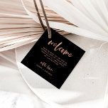Casual Script | Wedding Welcome Gift Bag or Basket Favor Tags<br><div class="desc">These simple and modern wedding welcome tags for your gift bag or gift basket for guests feature casual faux rose gold script typography on dark black. An elegant and chic minimalist look your out-of-town guests will love - leave a gift bag filled with treats in their hotel room with this...</div>
