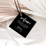 Casual Script | Wedding Welcome Gift Bag or Basket Favor Tags<br><div class="desc">These black simple and modern wedding welcome tags for your gift bag or gift basket for guests feature casual script typography. An elegant and chic minimalist look your out-of-town guests will love - leave a gift bag filled with treats in their hotel room with this tag attached!</div>