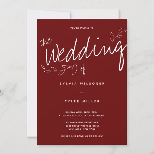 Casual Simple Modern Burgundy Typography Invitation