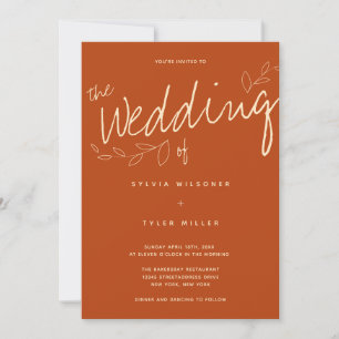 Casual Simple Modern Burnt Orange Typography Invitation