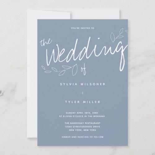 Casual Simple Modern Dusty Blue Typography Invitation