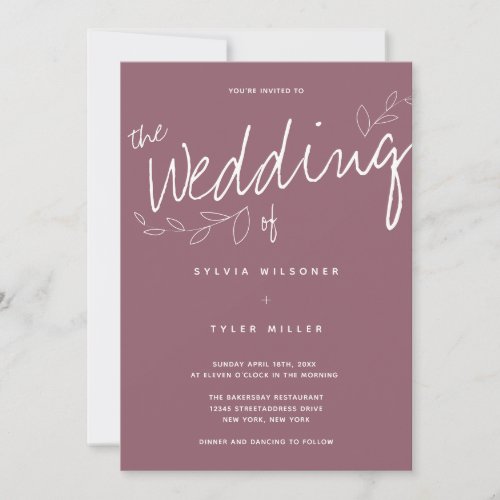 Casual Simple Modern Mauve Typography Invitation