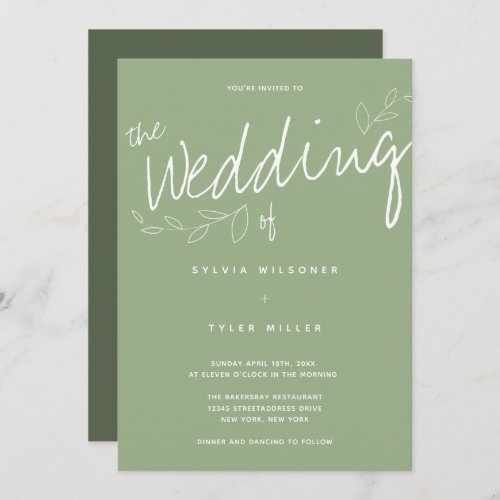 Casual Simple Modern Sage Typography Invitation