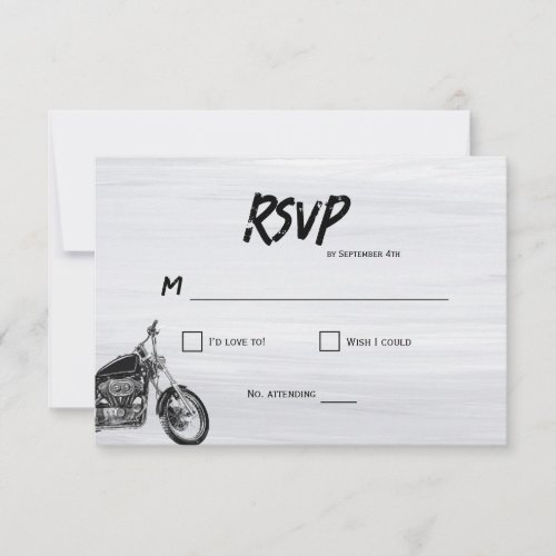 Casual Simple Motorcycle Themed Wedding RSVP Card