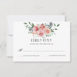 Casual & Simple Pink Watercolor Floral Bouquet RSVP Card