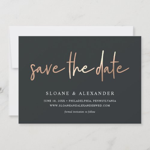 Casual Sketch Copper  Modern Wedding Save The Date