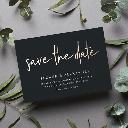 Casual Sketch Rose Gold  Modern Wedding Save The  Foil Invitation