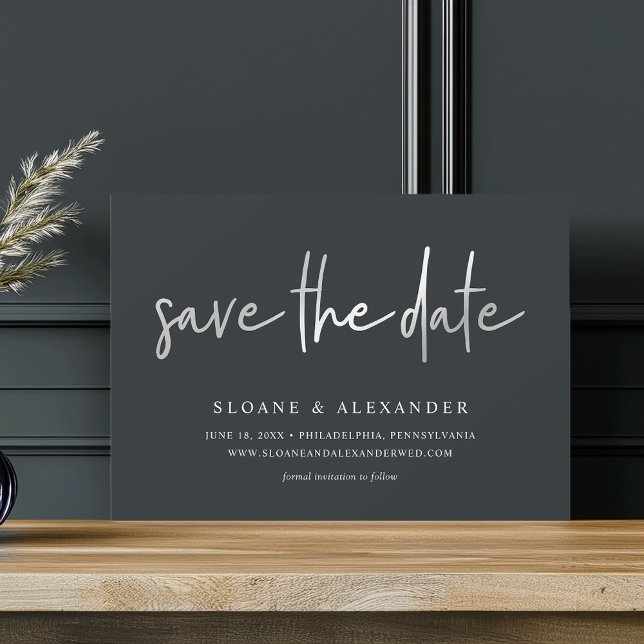 Casual Sketch Silver | Modern Wedding Save The Date (Creator Uploaded)