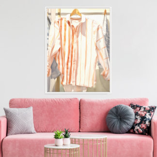 Casual Striped Shirt Hanging Canvas Print