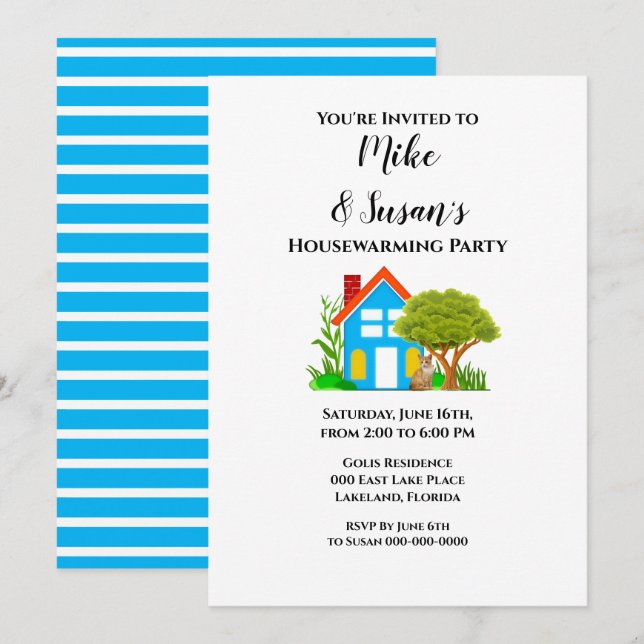 Casual Style Housewarming Party Invitation (Front/Back)