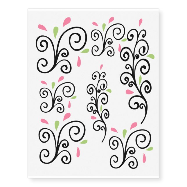 Casual Swirls Temporary Tattoos (Front)