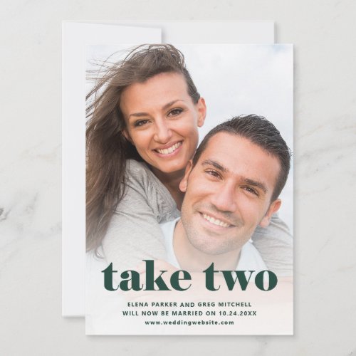 Casual Text  Two Photo Emerald Green Rescheduled Save The Date