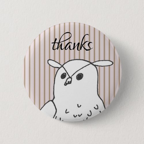 Casual Thank You Woodland Owl Button