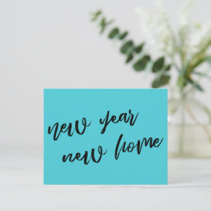 Casual Turquoise New Year New Home Announcement