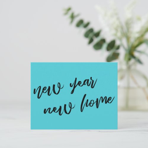 Casual Turquoise New Year New Home Announcement