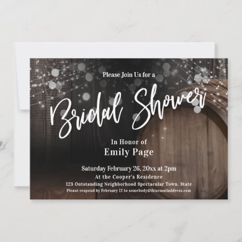 Casual Typography Bridal Shower Barrel  Lights Invitation