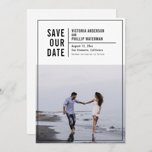 Casual Typography Frame Flat Save The Date Photo