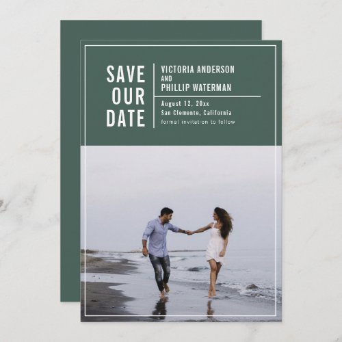 Casual Typography Frame Flat Save The Date Photo