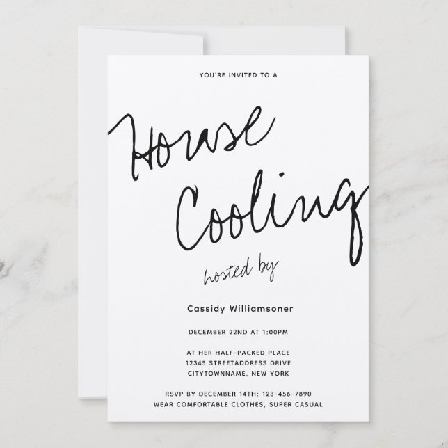 Casual Typography House Cooling Party Invitation (Front)