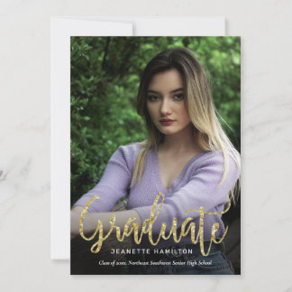 Casual Typography Script 2-Photo Graduation Invita Invitation
