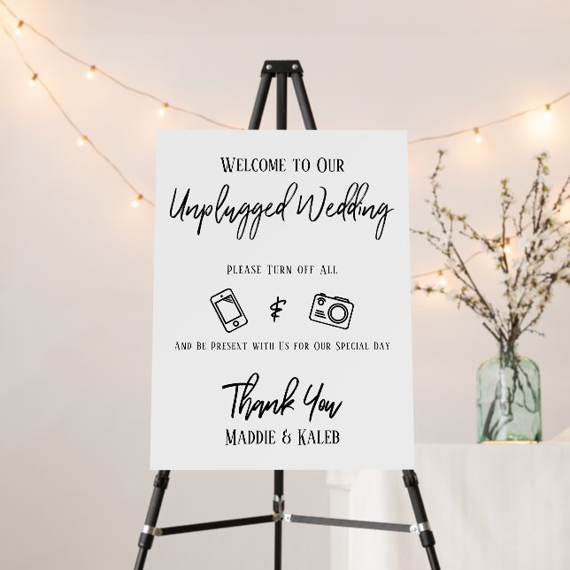 Casual Typography Unplugged Wedding Foam Board (In Situ (Stand))