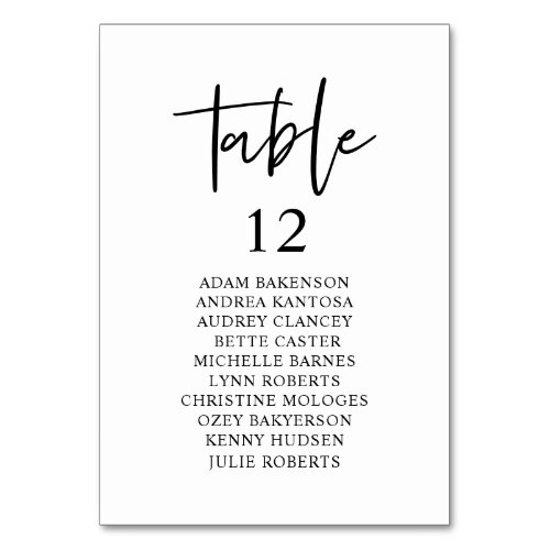 Casual Wedding Dinner Guests Seating Chart Table Number