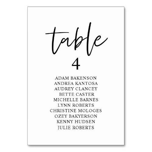 Casual Wedding Dinner Guests Seating Chart Table  Table Number